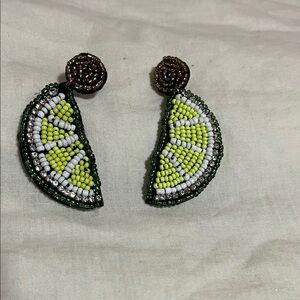 Earrings Beaded Lime Slice Earrings wedges